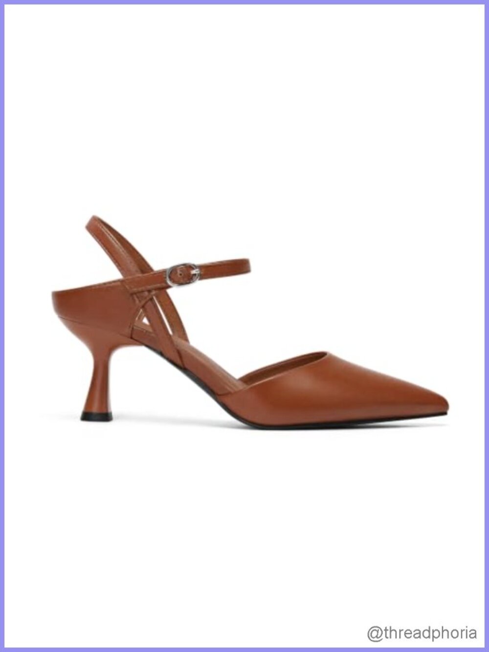 Women's Kitten Heels Dress Pumps Pointed Toe PU Leather Ankle Strap Work Party